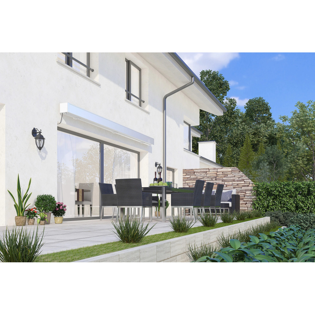 PRIME AUTOMATIC+LED 400x300 TERRACE AWNING BEIGE WITH SENSOR