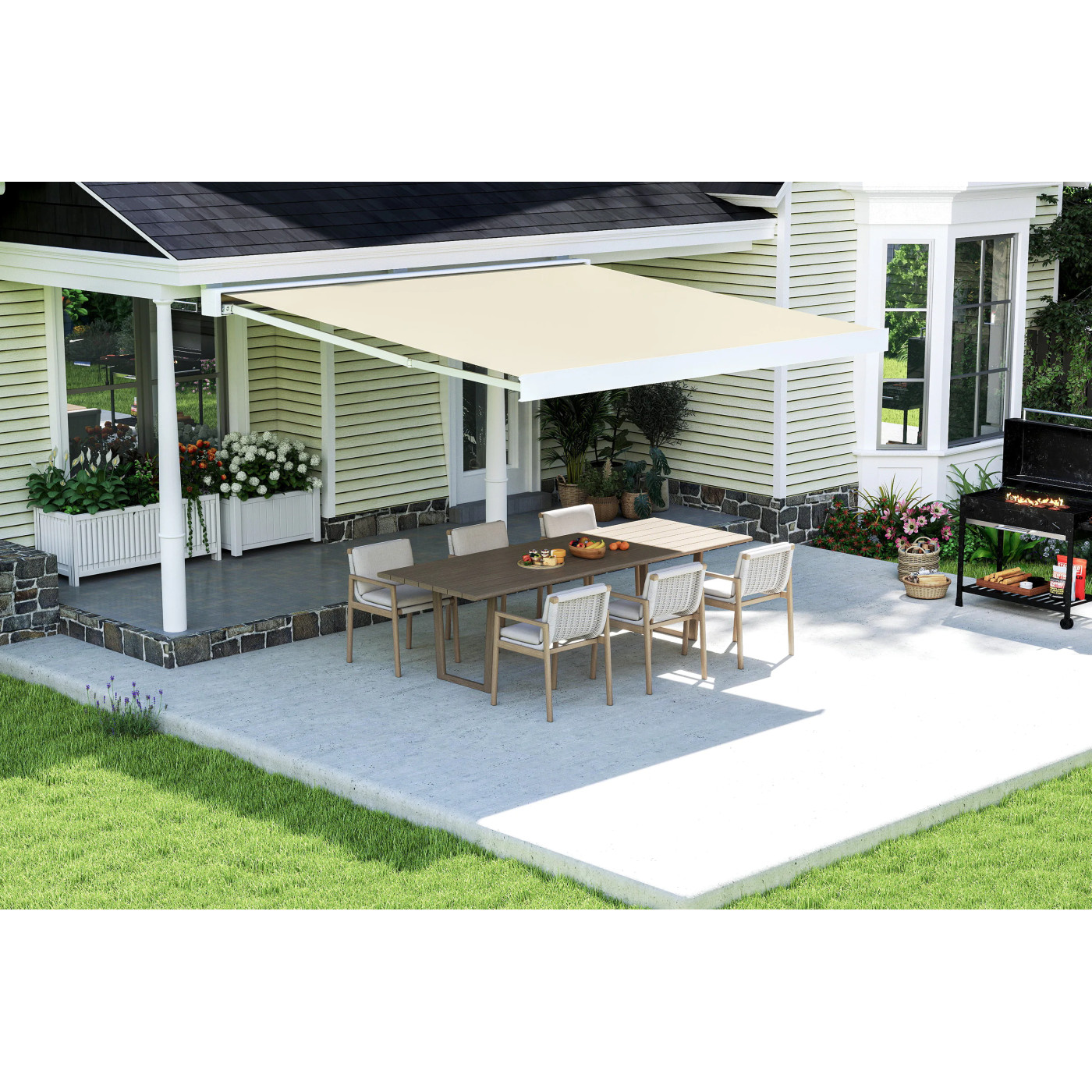 PRIME AUTOMATIC+LED 400x300 TERRACE AWNING BEIGE WITH SENSOR