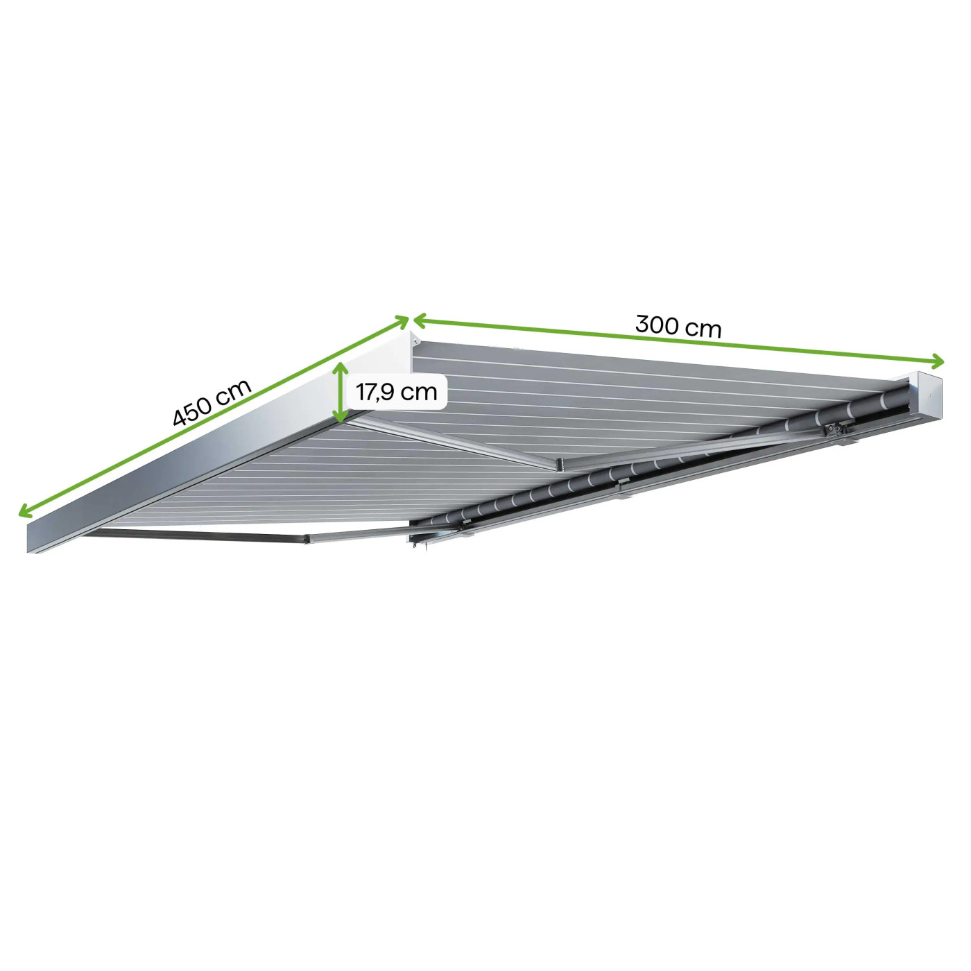 PRIME AUTOMATIC+LED 450x300 TERRACE AWNING GREY/WHITE WITH SENSOR