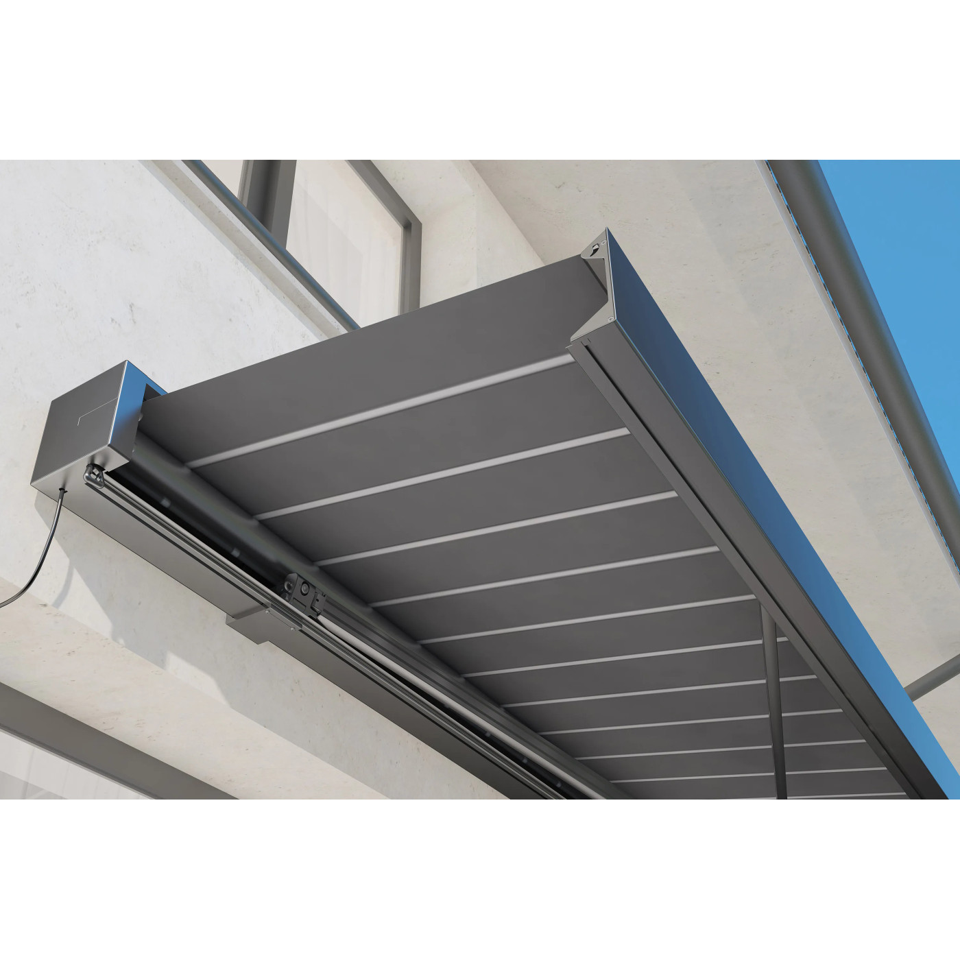 PRIME AUTOMATIC+LED 450x300 TERRACE AWNING GREY/WHITE WITH SENSOR