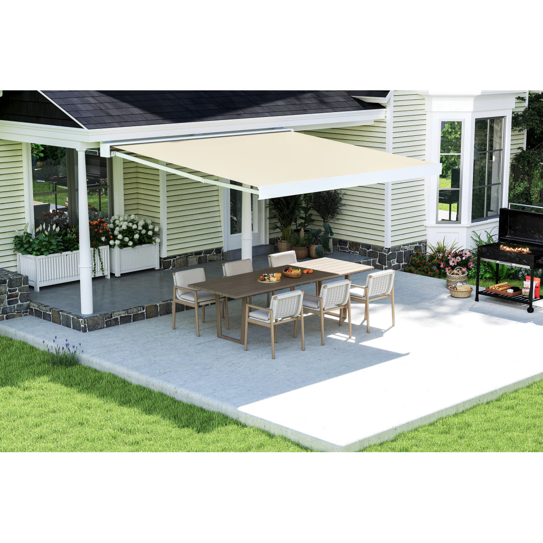 PRIME AUTOMATIC+LED 450x300 TERRACE AWNING BEIGE WITH SENSOR