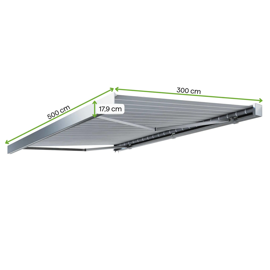 PRIME AUTOMATIC+LED 500x300 TERRACE AWNING GREY/WHITE WITH SENSOR