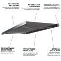 PRIME AUTOMATIC+LED 500x300 TERRACE AWNING GREY/WHITE WITH SENSOR
