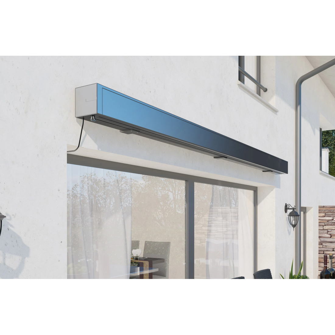 PRIME AUTOMATIC+LED 500x300 TERRACE AWNING GREY/WHITE WITH SENSOR