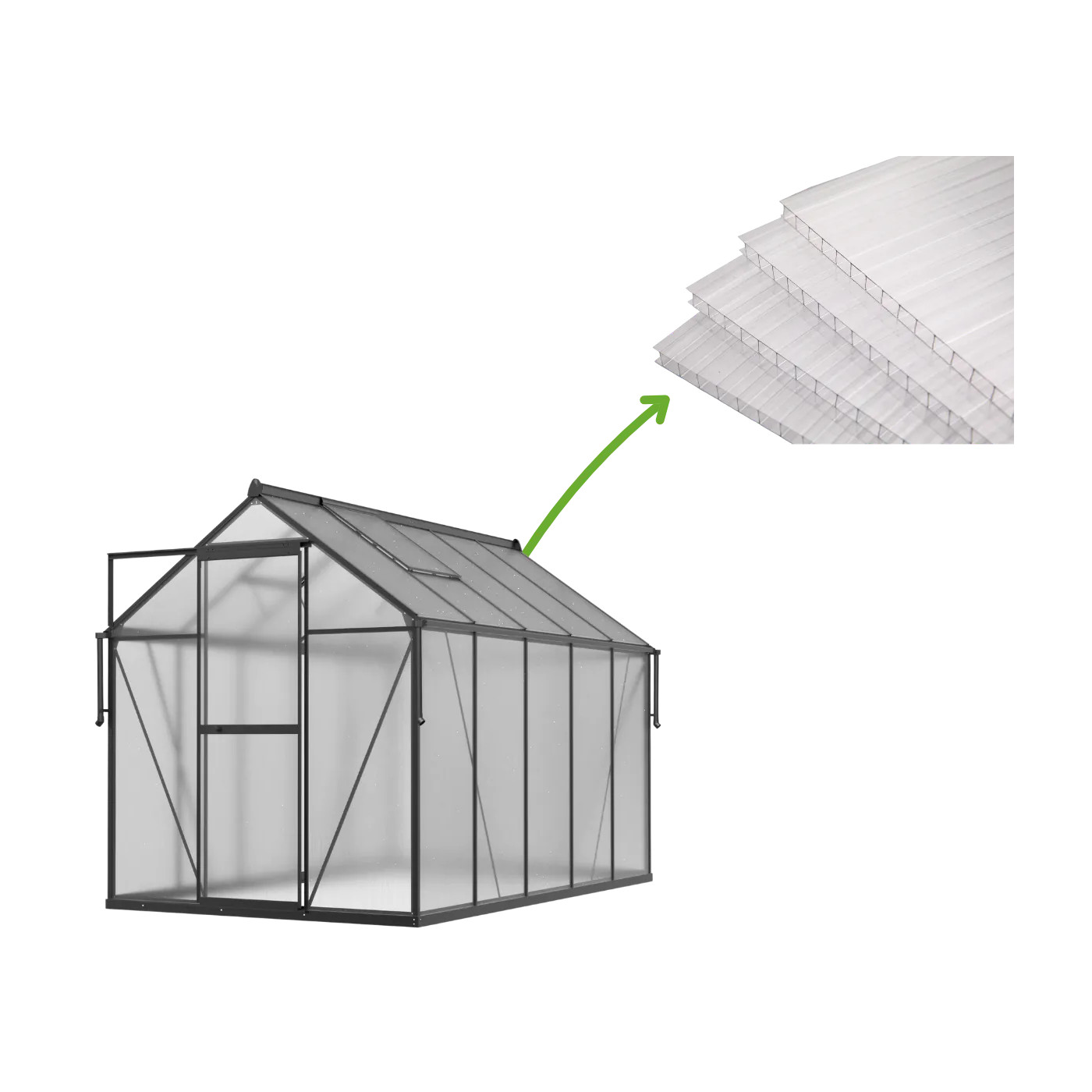 4MM POLYCARBONATE PANELS (SET OF 5) FOR GREENHOUSES 183x245/303/361
