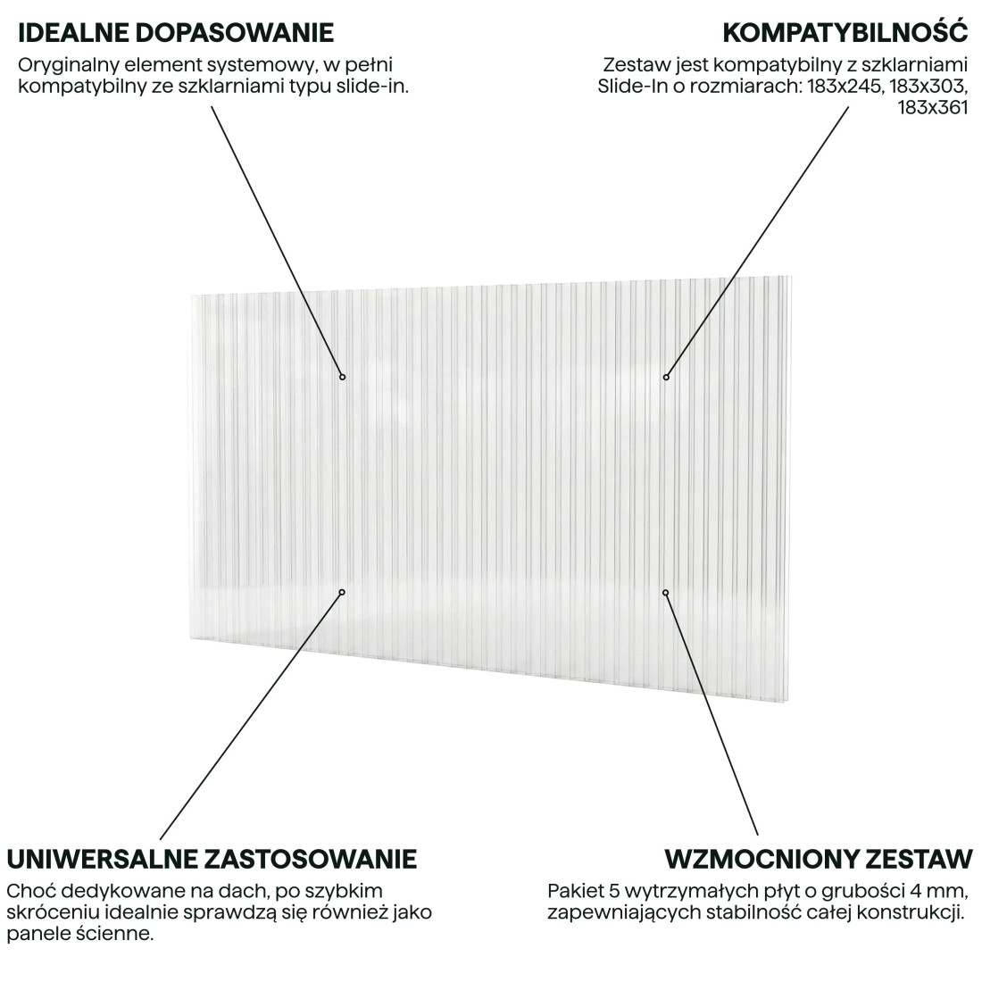 4MM POLYCARBONATE PANELS (SET OF 5) FOR GREENHOUSES 183x245/303/361