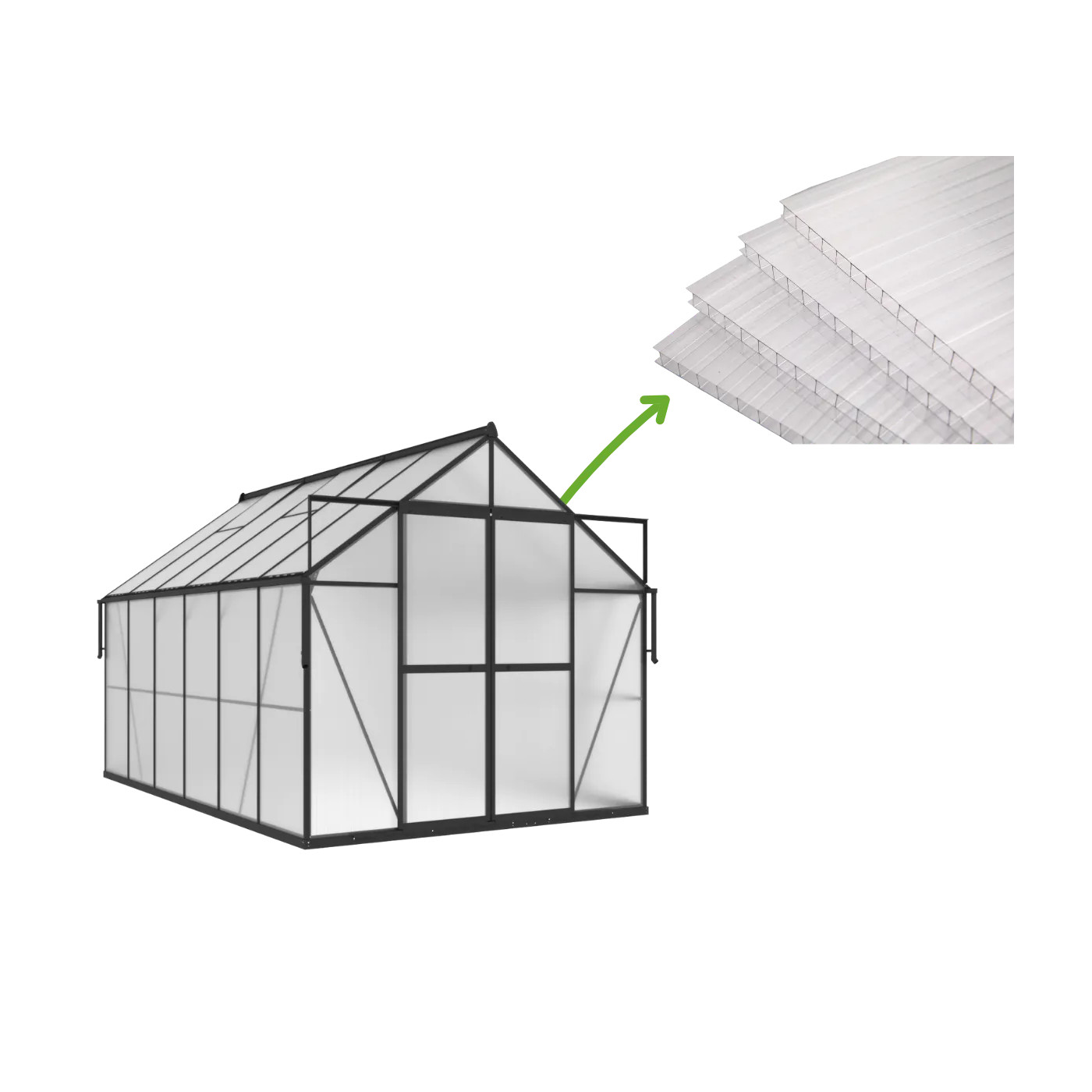 PANELE POLIWĘGLANOWE 4MM (ZESTAW 5SZT.) DO SZKLARNI 244x370/429