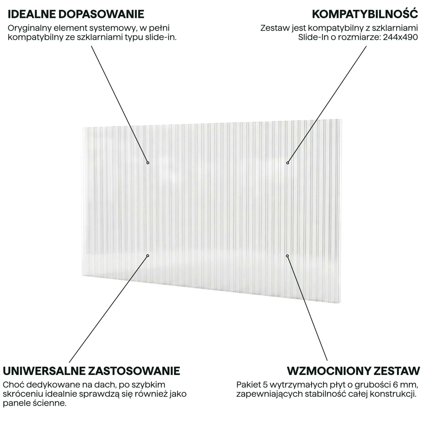 6MM POLYCARBONATE PANELS (SET OF 5) FOR GREENHOUSES 244x489