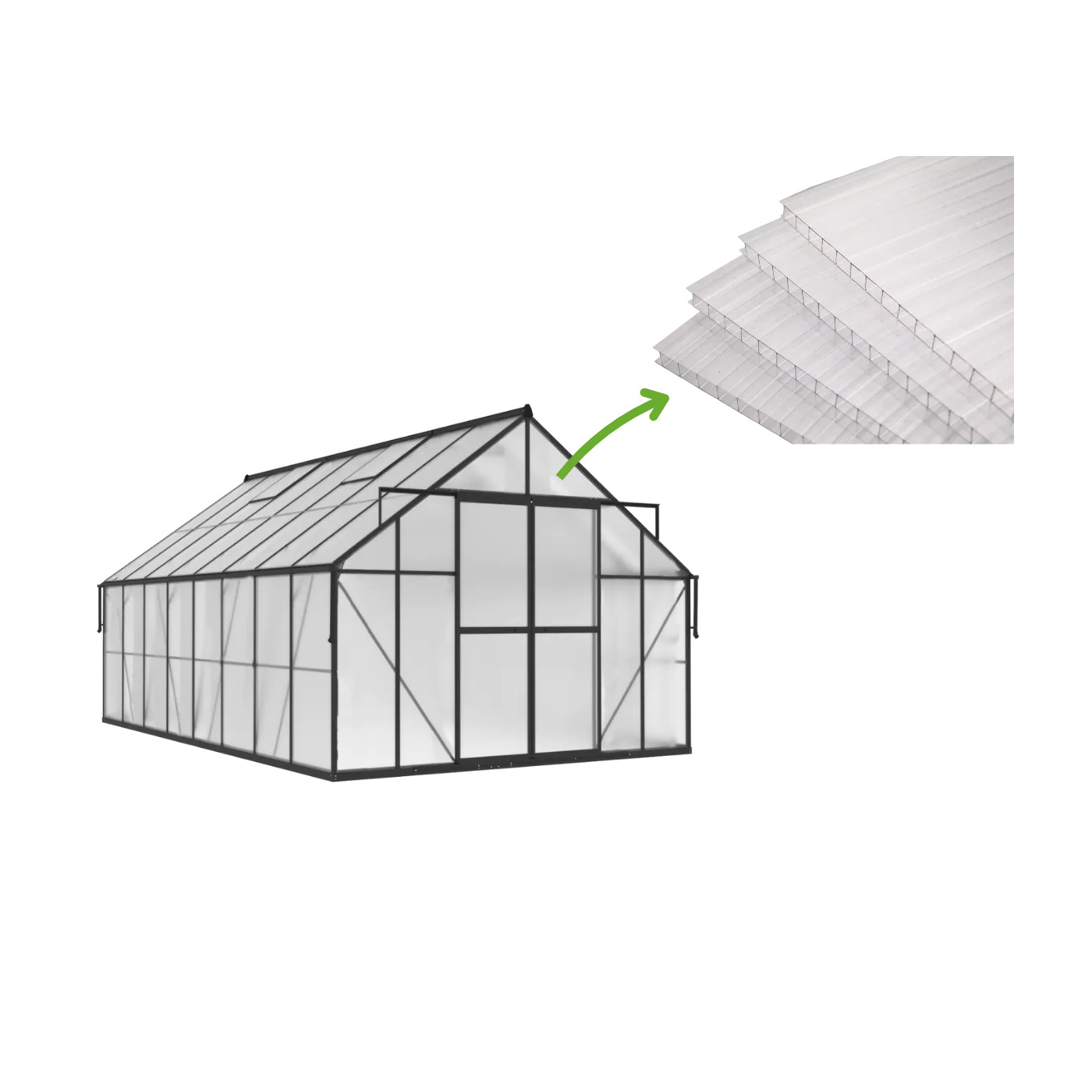 6MM POLYCARBONATE PANELS (SET OF 5) FOR GREENHOUSES 305x489
