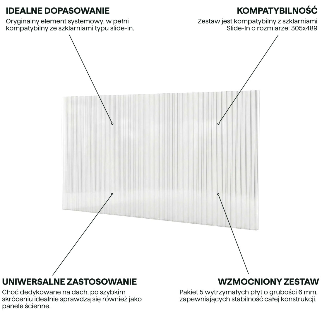 6MM POLYCARBONATE PANELS (SET OF 5) FOR GREENHOUSES 305x489