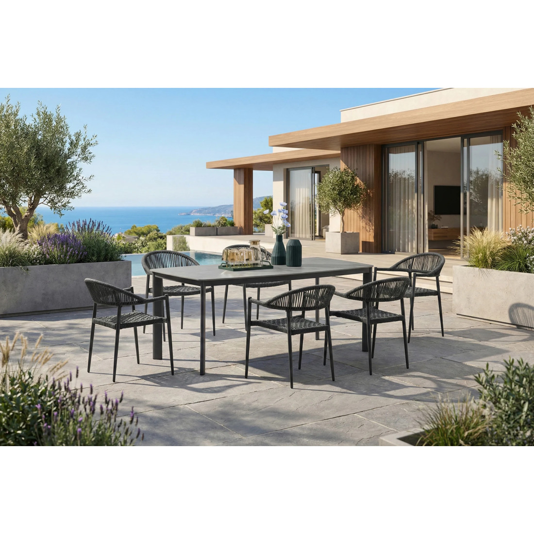 ARDEN SET 6+1 DARK GREY/DARK GREY