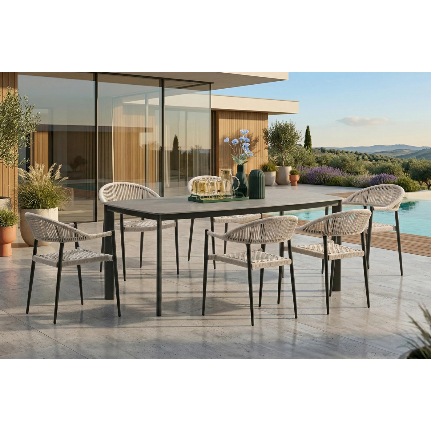 ARDEN ZESTAW 6+1 DARK GREY/NATURE