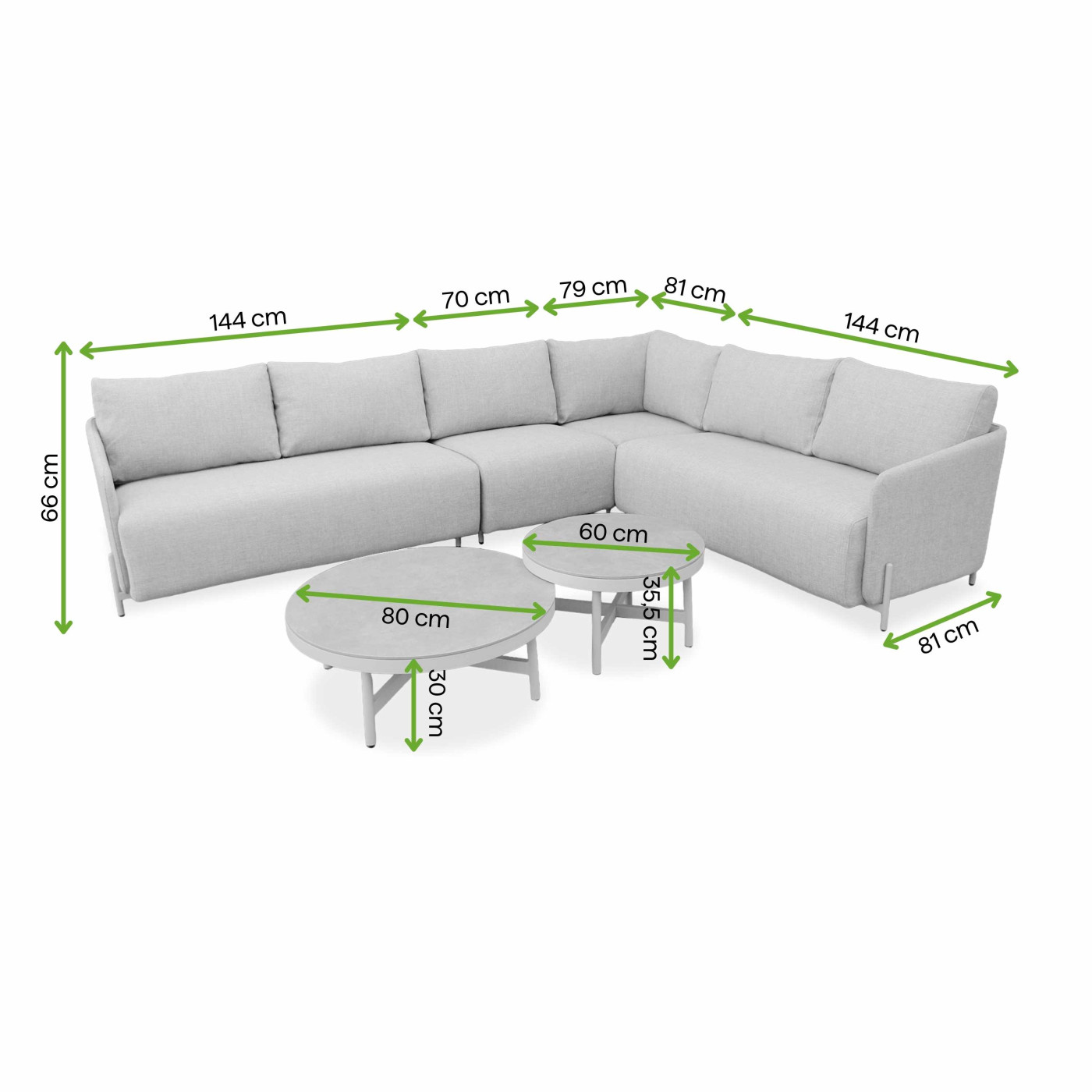 AURA CAFFE CORNER SOFA GREY
