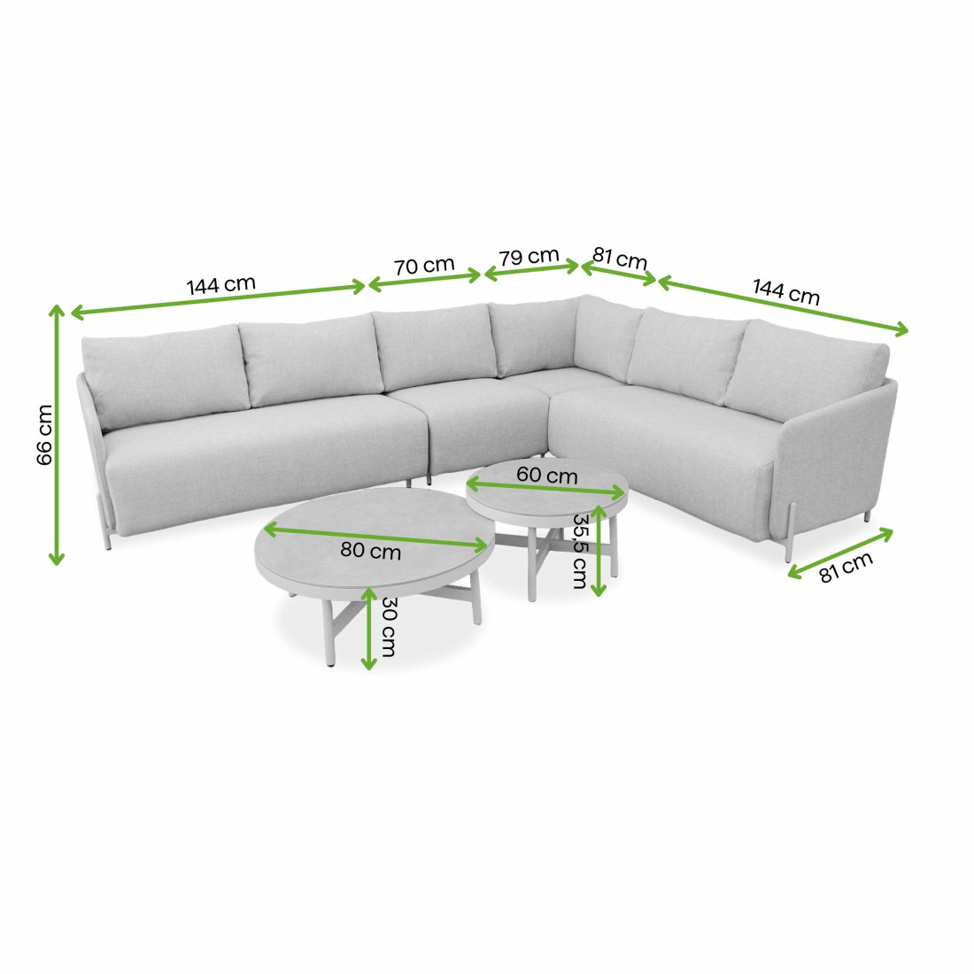 AURA CAFFE CORNER SOFA GREY