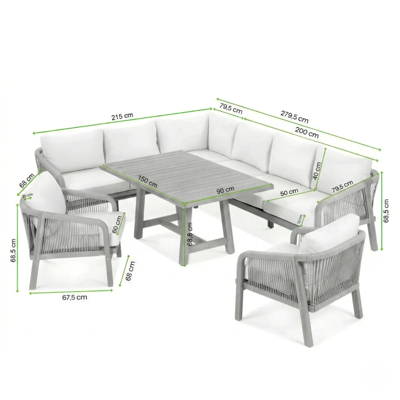 MARIGOLD DINING CORNER SET + 2x ARMCHAIR