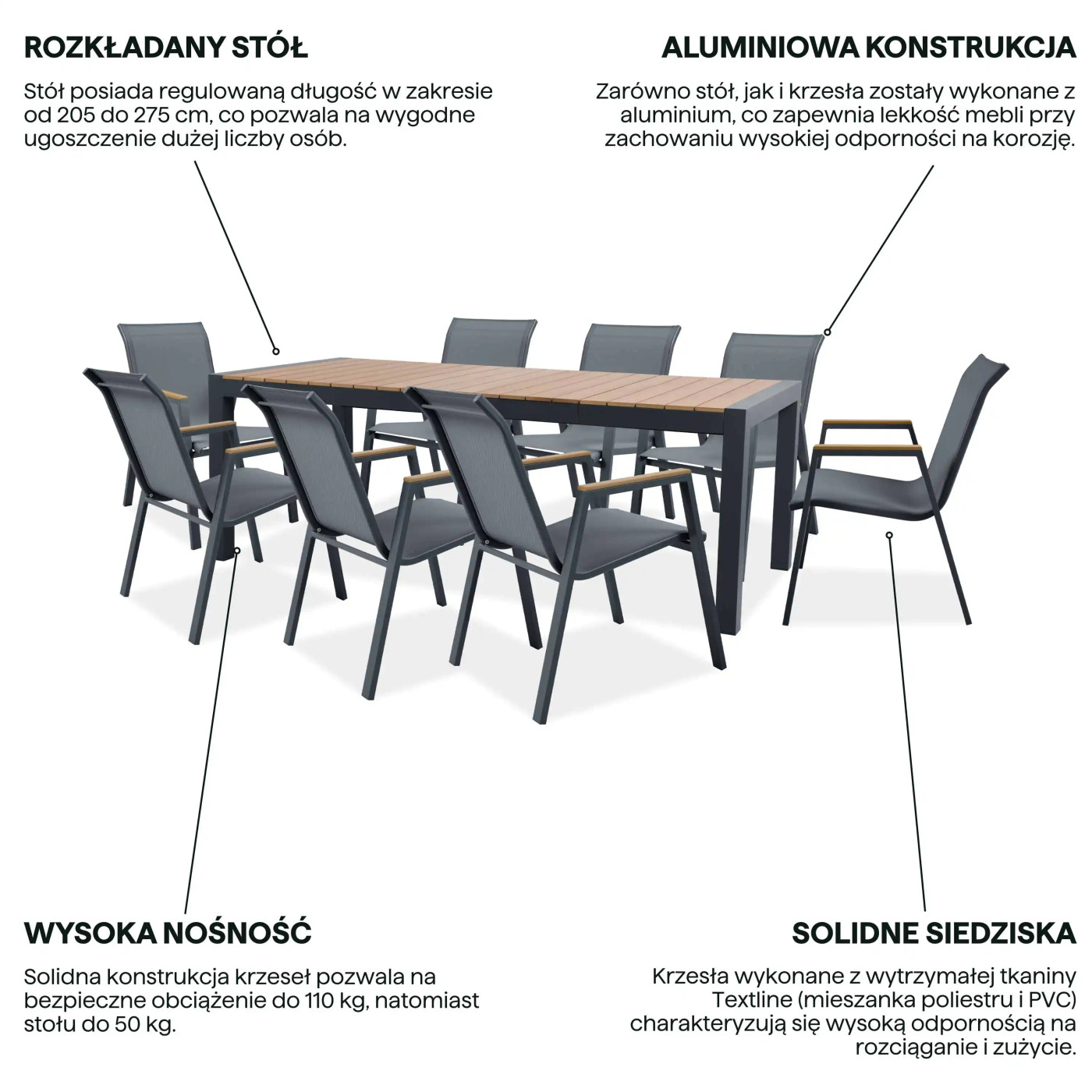 MALAWI 8+1 ZESTAW DARK GREY