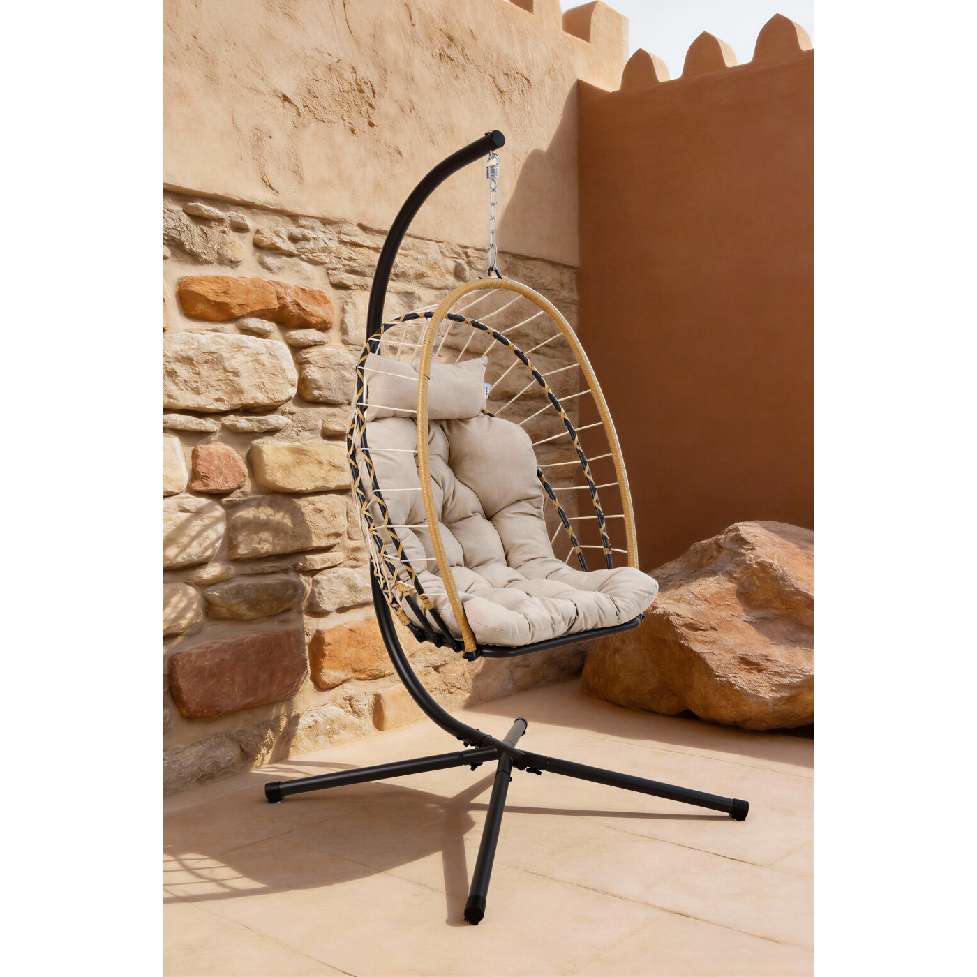 MILOS BEIGE HANGING CHAIR