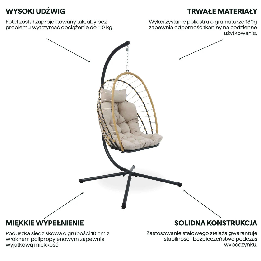 MILOS BEIGE HANGING CHAIR