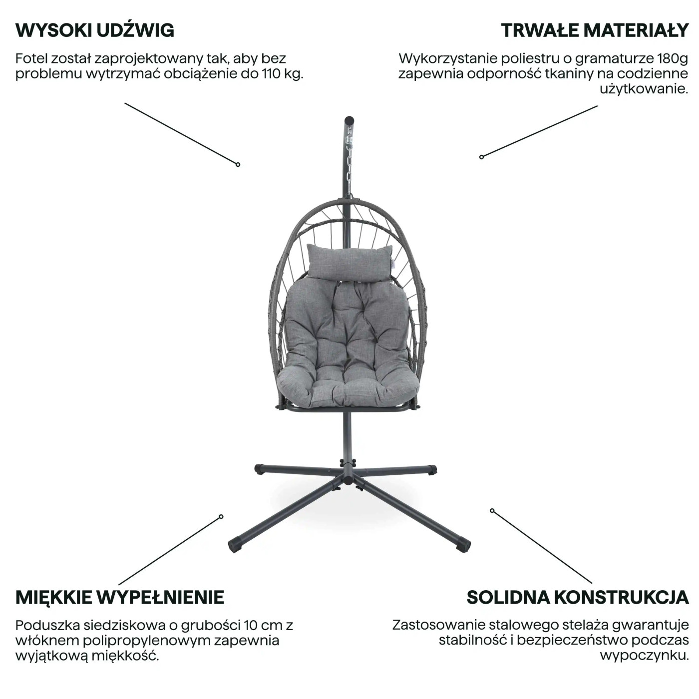 MILOS HANGING CHAIR GREY