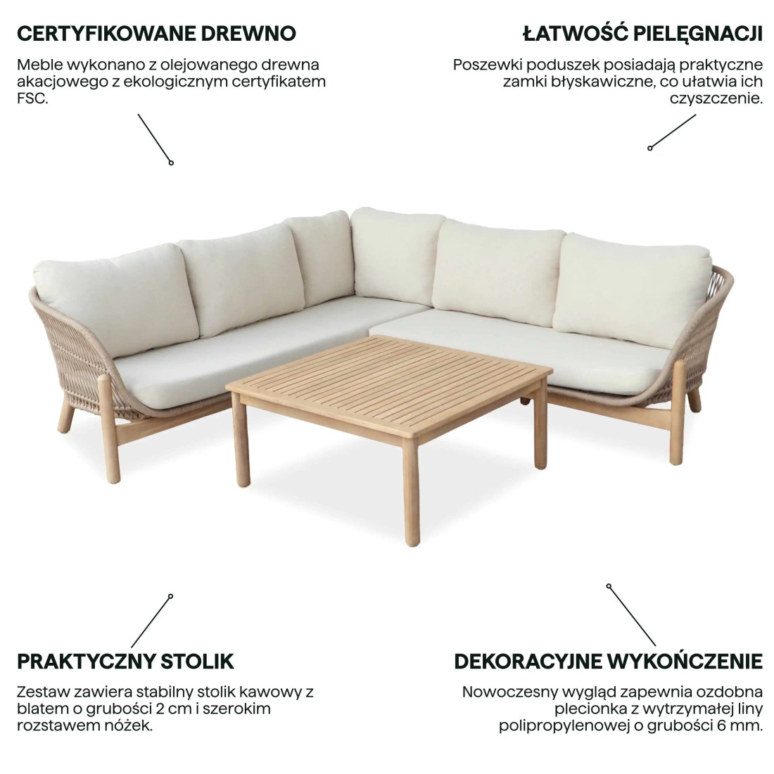 BERGEN CORNER SOFA ACACIA WOOD