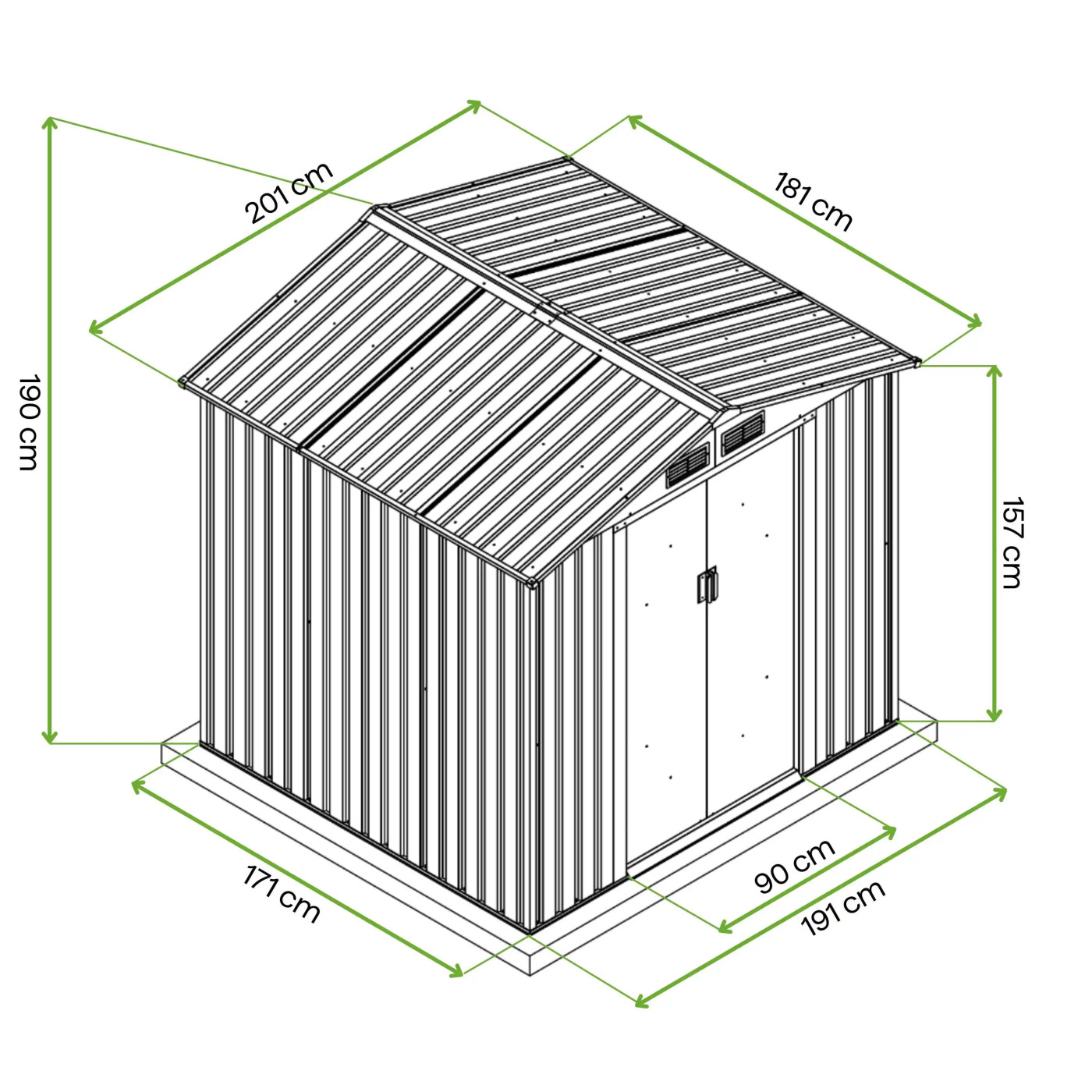 VECTOR 7x6 COLD GREY METAL SHED
