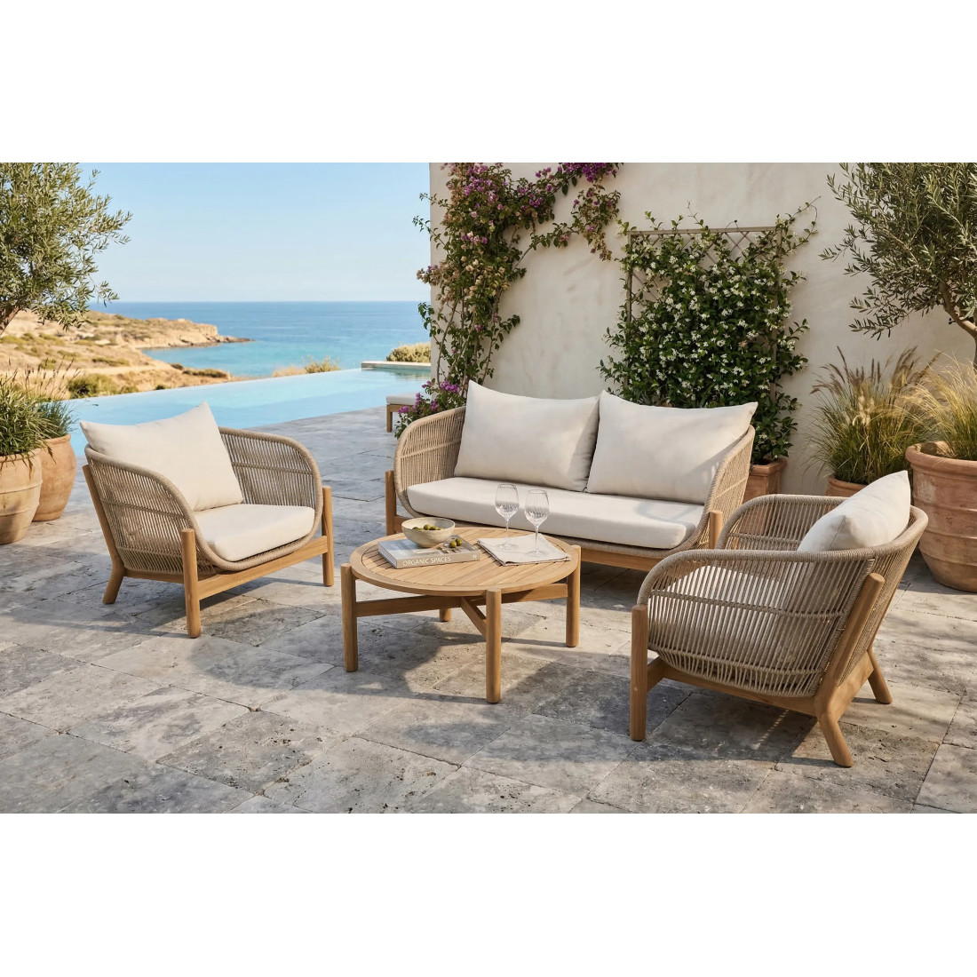 BERGEN CAFFE ACACIA WOOD SET