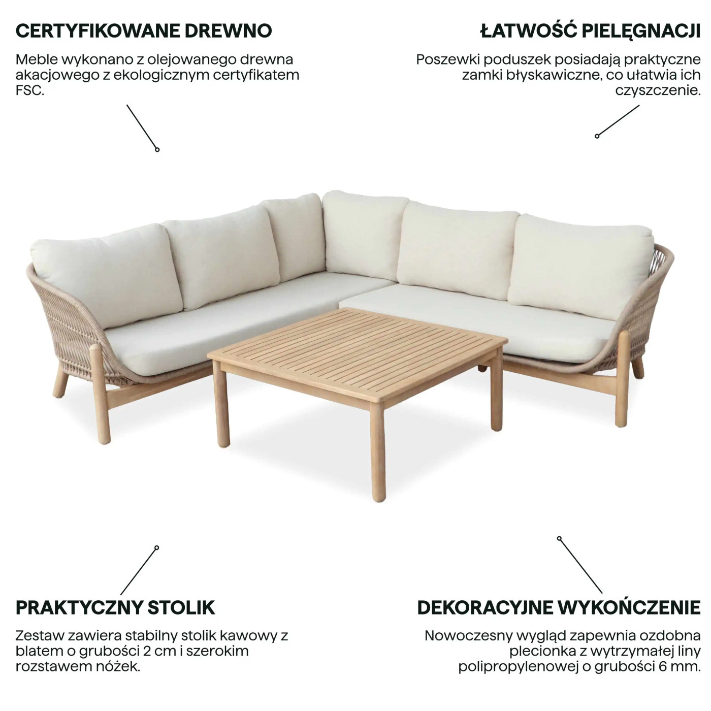 BERGEN CORNER SOFA ACACIA WOOD