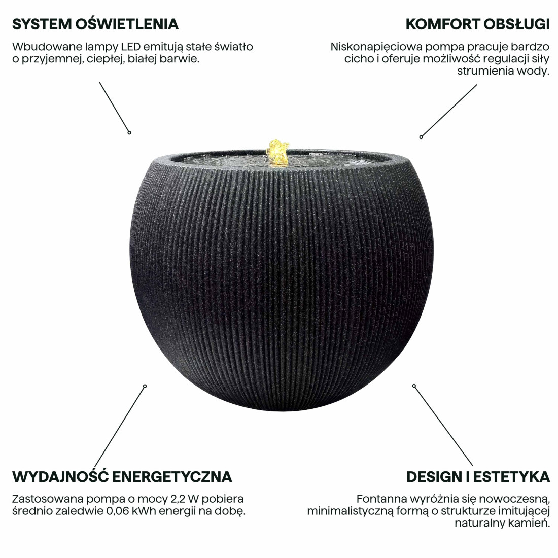 AQUALIGHT FONTANNA LED FI53x41.5CM GRAPHITE