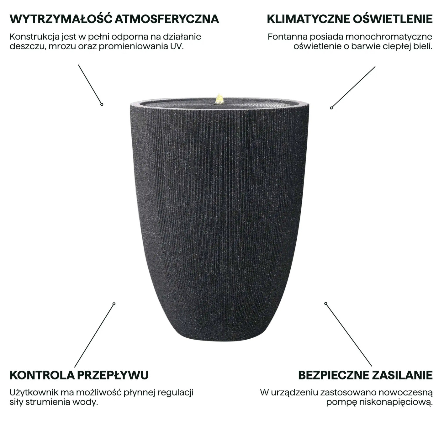 RIVELLA FONTANNA LED FI37x48.5CM GRAPHITE