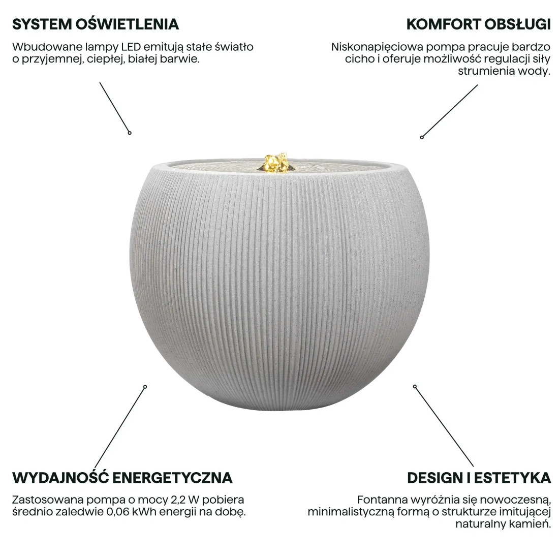 AQUALIGHT FONTANNA LED FI37x30CM LIGHT BEIGE