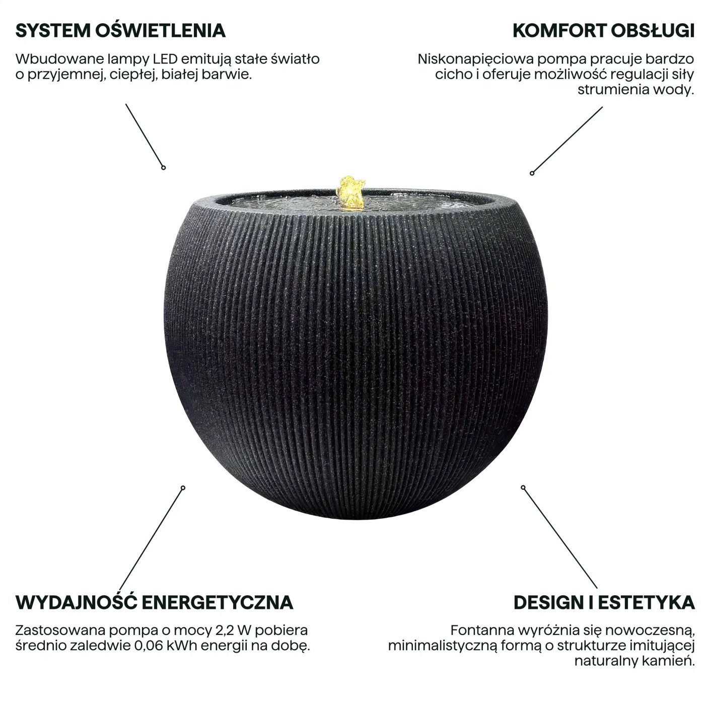 AQUALIGHT FONTANNA LED FI53x41.5CM GRAPHITE