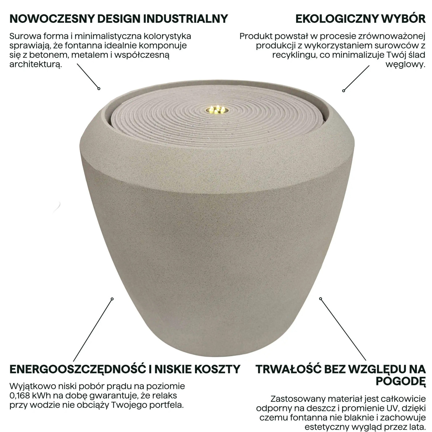 WATERFALL FONTANNA LED FI44x39.5CM CEMENT GREY