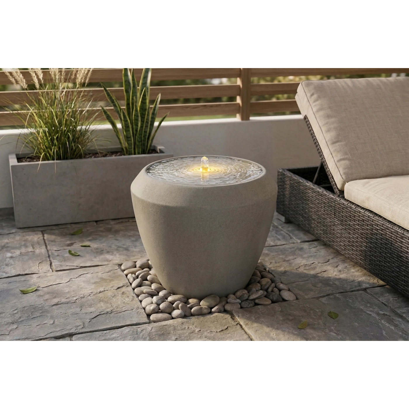 WATERFALL FONTANNA LED FI44x39.5CM CEMENT GREY