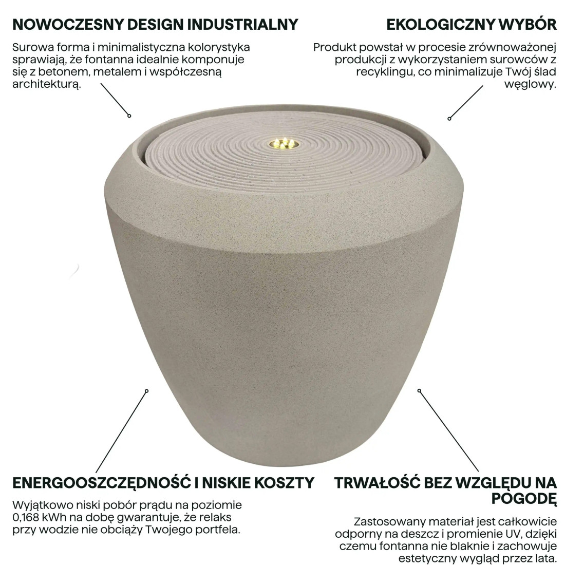 WATERFALL FONTANNA LED FI44x39.5CM CEMENT GREY