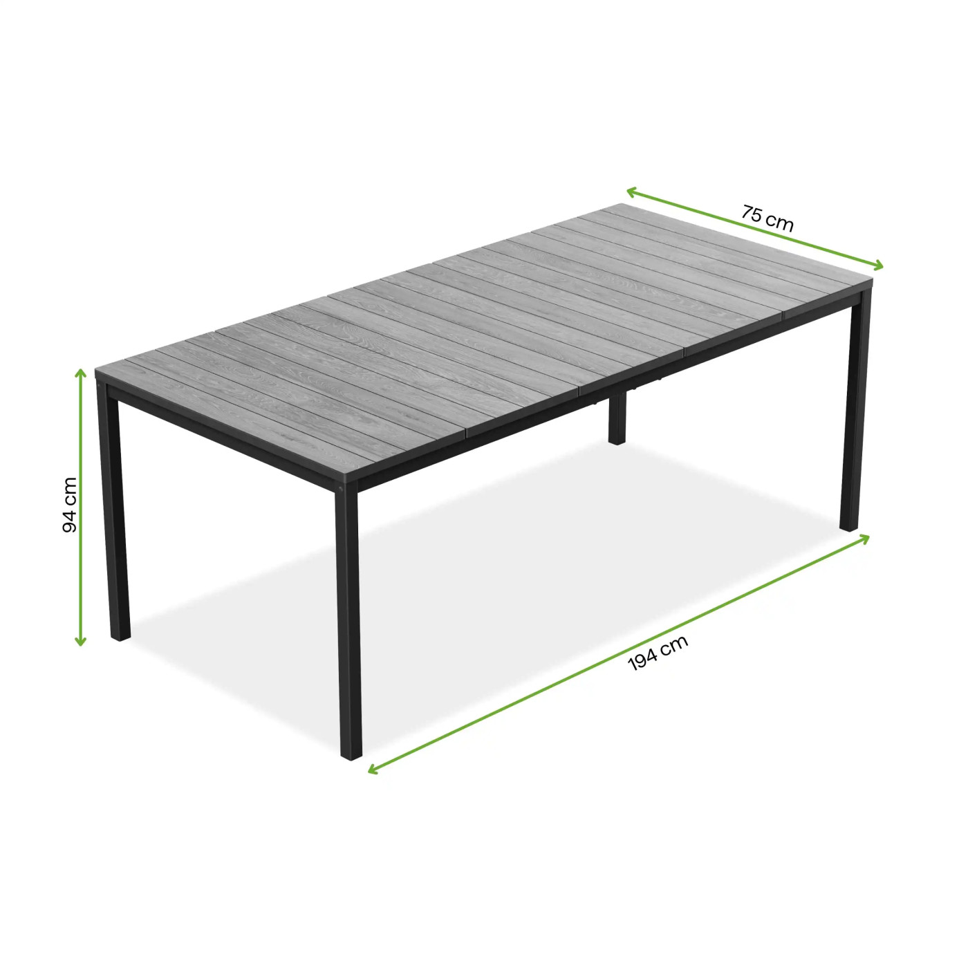 DECO PORTO NOVA 200 TABLE BLACK/ASHWOOD