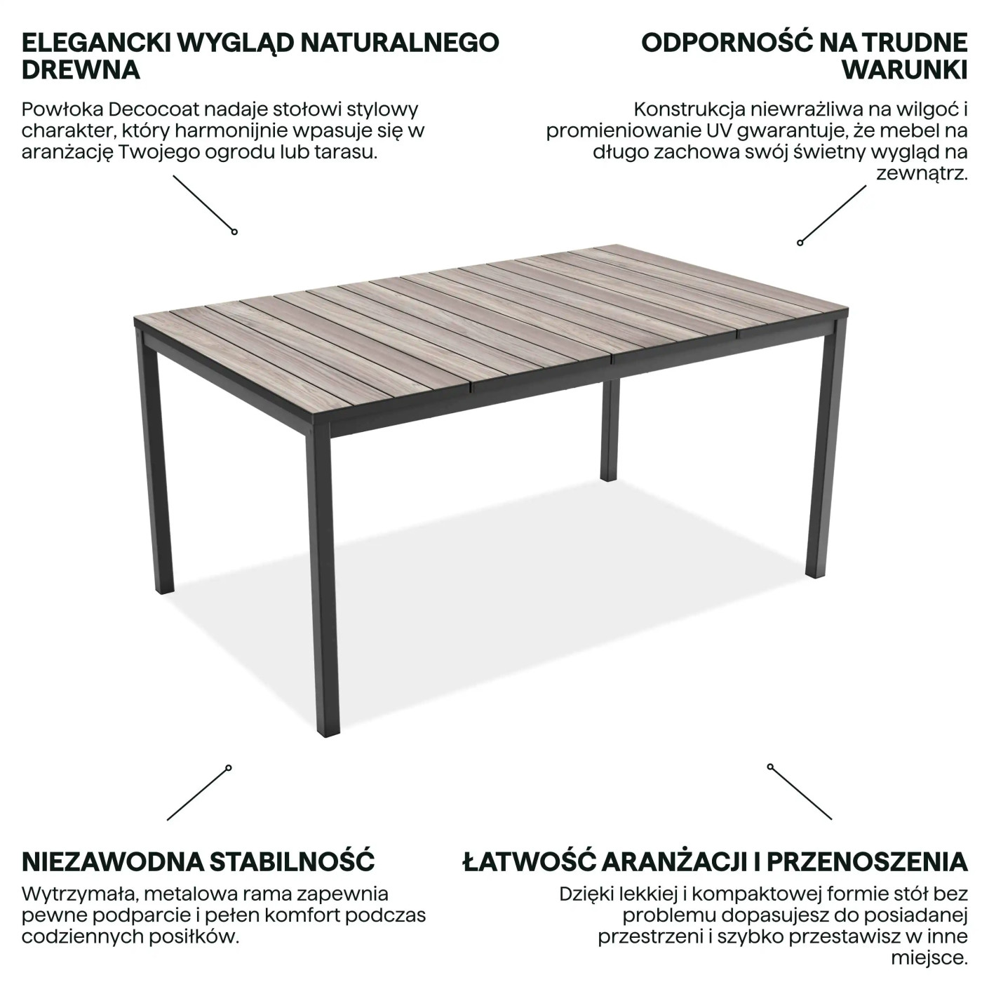 DECO PORTO NOVA 160 TABLE BLACK/STORM GREY