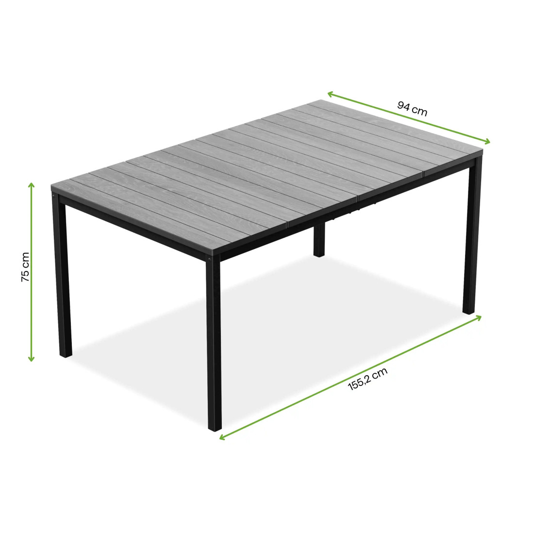 DECO PORTO NOVA 160 TABLE BLACK/ASHWOOD