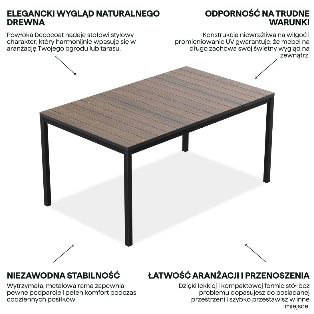 DECO PORTO NOVA 160 TABLE BLACK/WALNUT