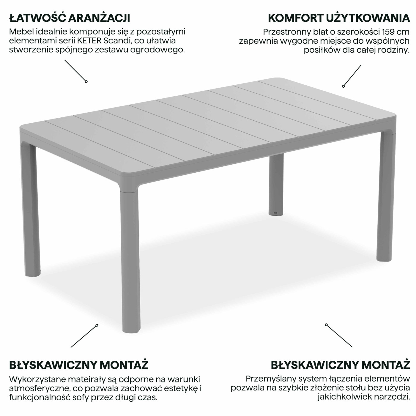 SCANDI DINING STÓŁ STORM GREY