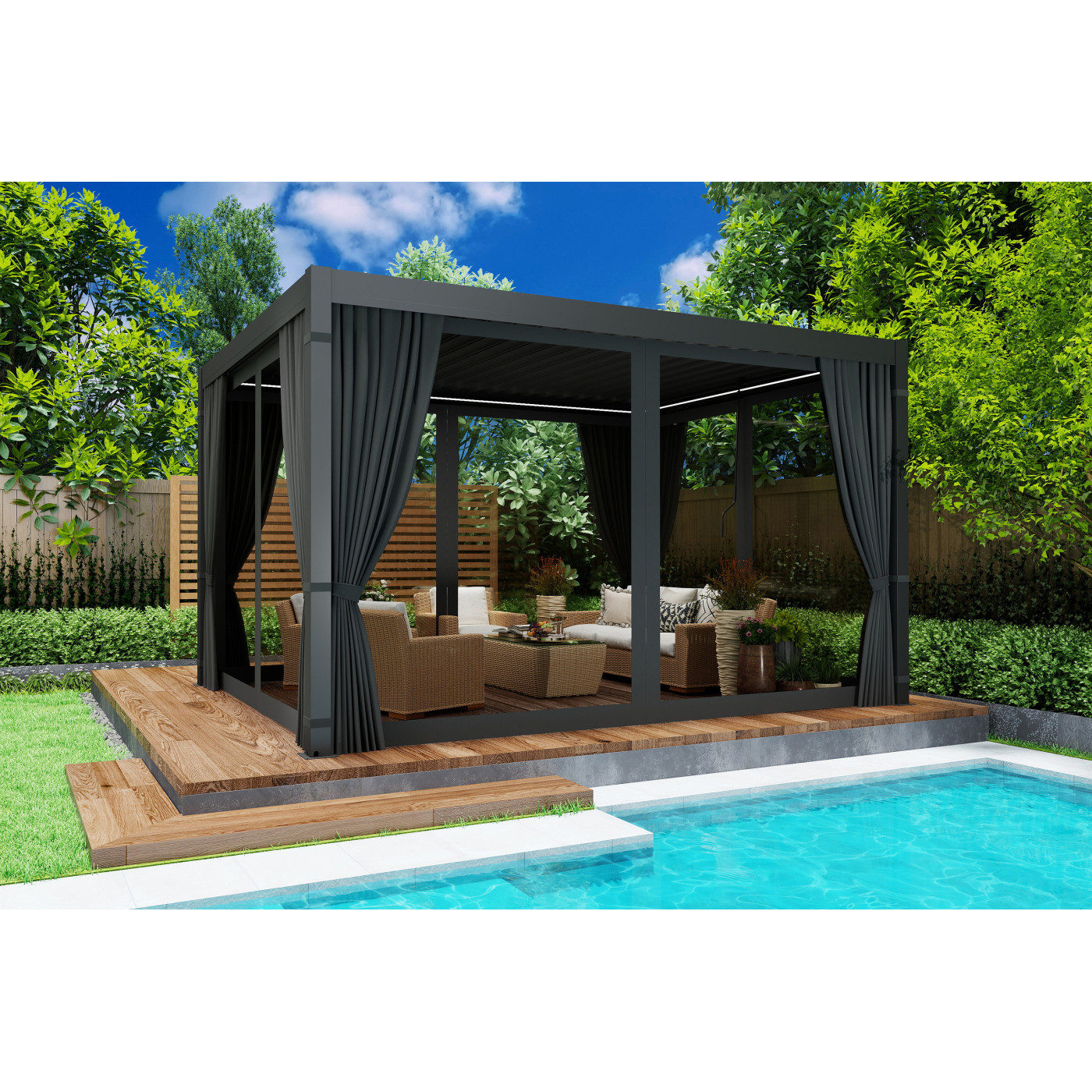 PRIMARY SIDE CURTAIN WITH MOSQUITO NET 4.0M ANTHRACITE