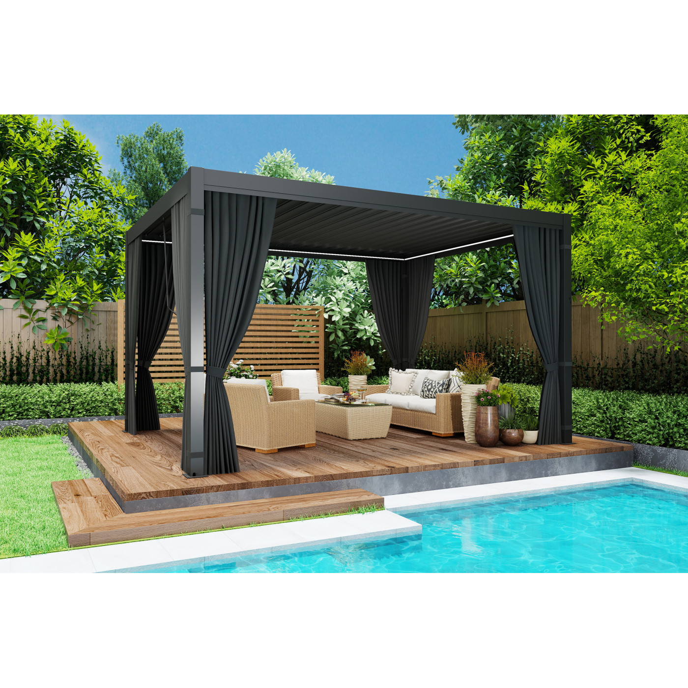 PRIMARY SIDE CURTAIN WITH MOSQUITO NET 4.0M ANTHRACITE