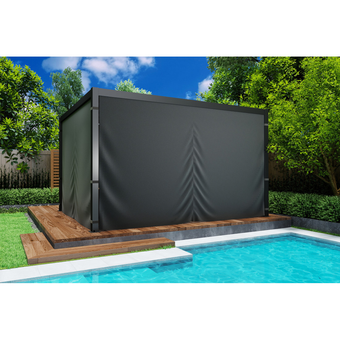 PRIMARY SIDE CURTAIN WITH MOSQUITO NET 4.0M ANTHRACITE