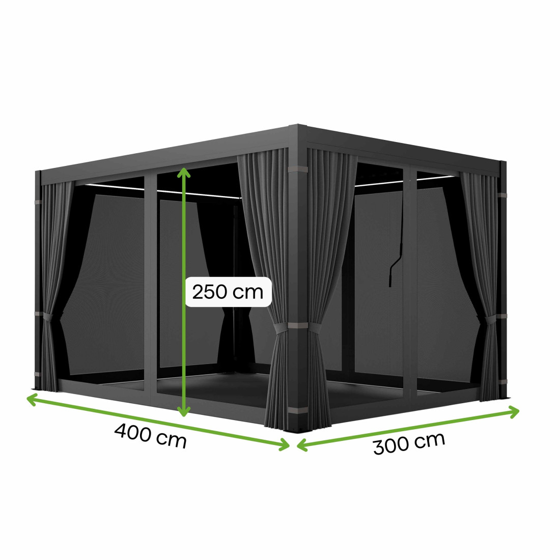 PRIMARY SIDE CURTAIN WITH MOSQUITO NET 4.0M ANTHRACITE