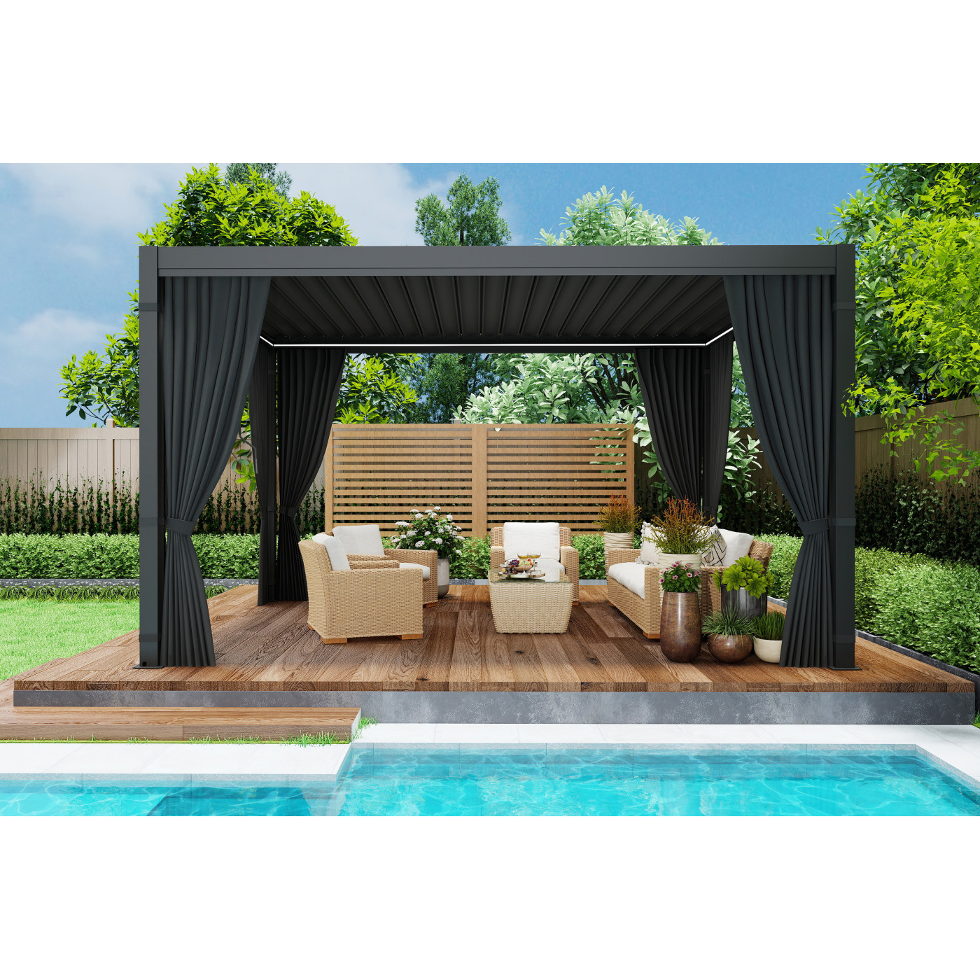 PRIMARY SIDE CURTAIN WITH MOSQUITO NET 4.0M ANTHRACITE