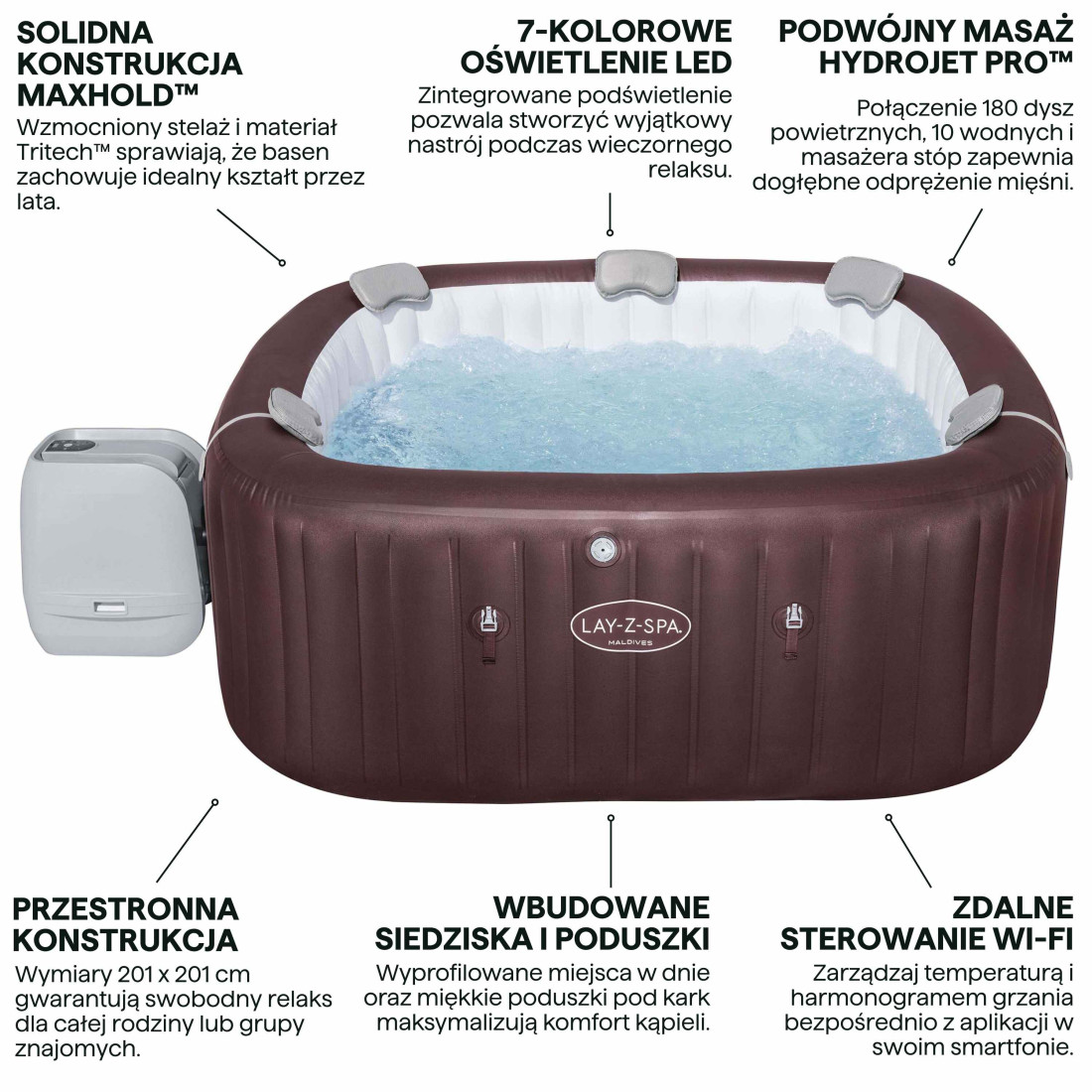 JACUZZI SPA MALDIVES AIRJET 2.01 x 2.01 x 0.80 m BESTWAY 6001U