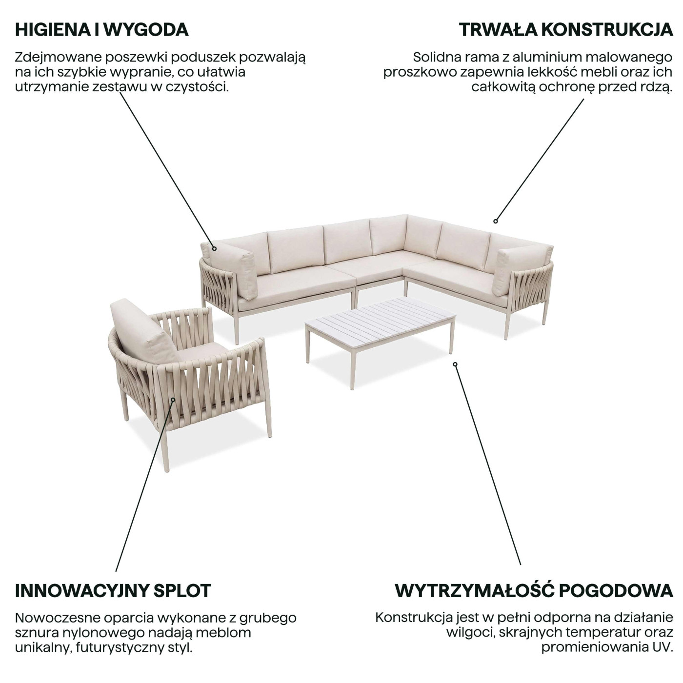 MONZA CAFFE+FOTEL NAROŻNIK BEIGE