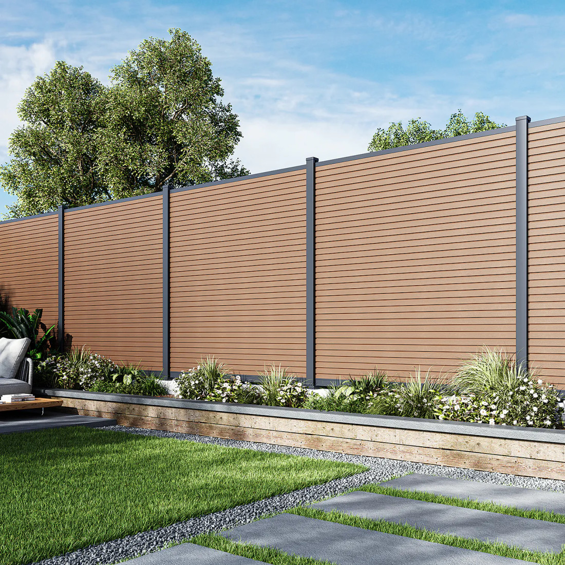 CITY PRZĘSŁO OGRODZENIOWE 1.8M PODŁOŻE TWARDE TEAK