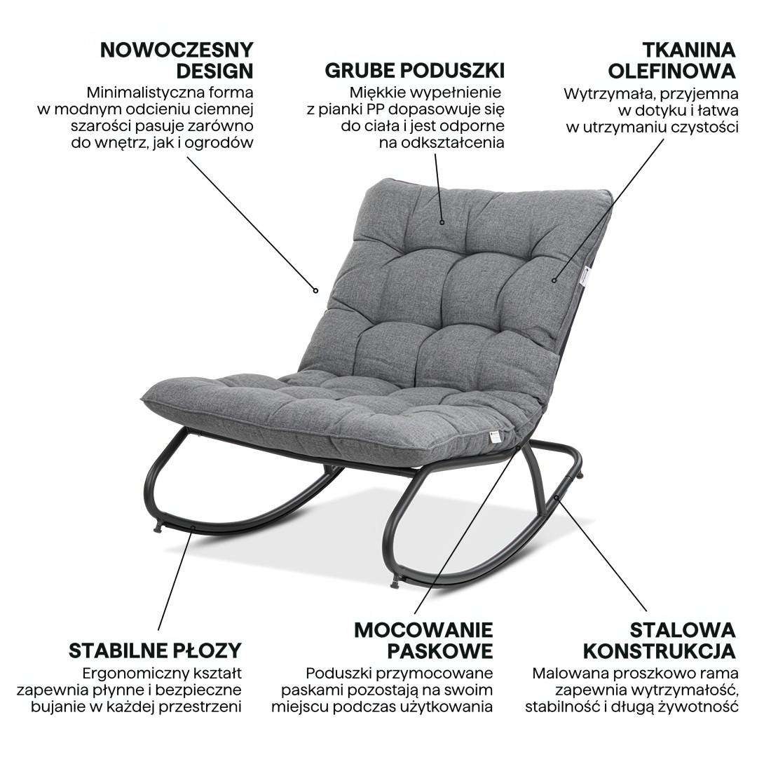 AGAVA ROCKING CHAIR DARK GREY
