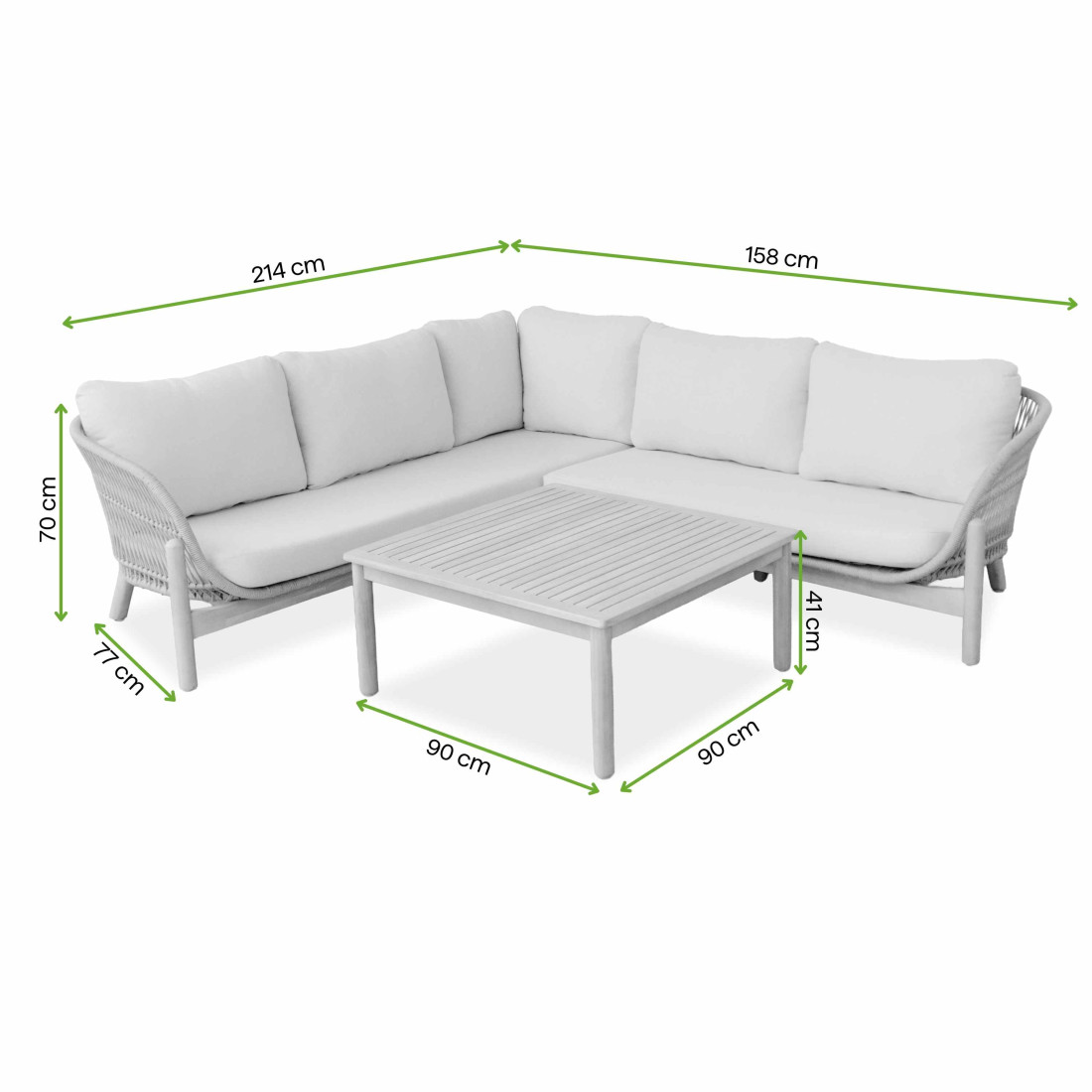 BERGEN CORNER SOFA ACACIA WOOD