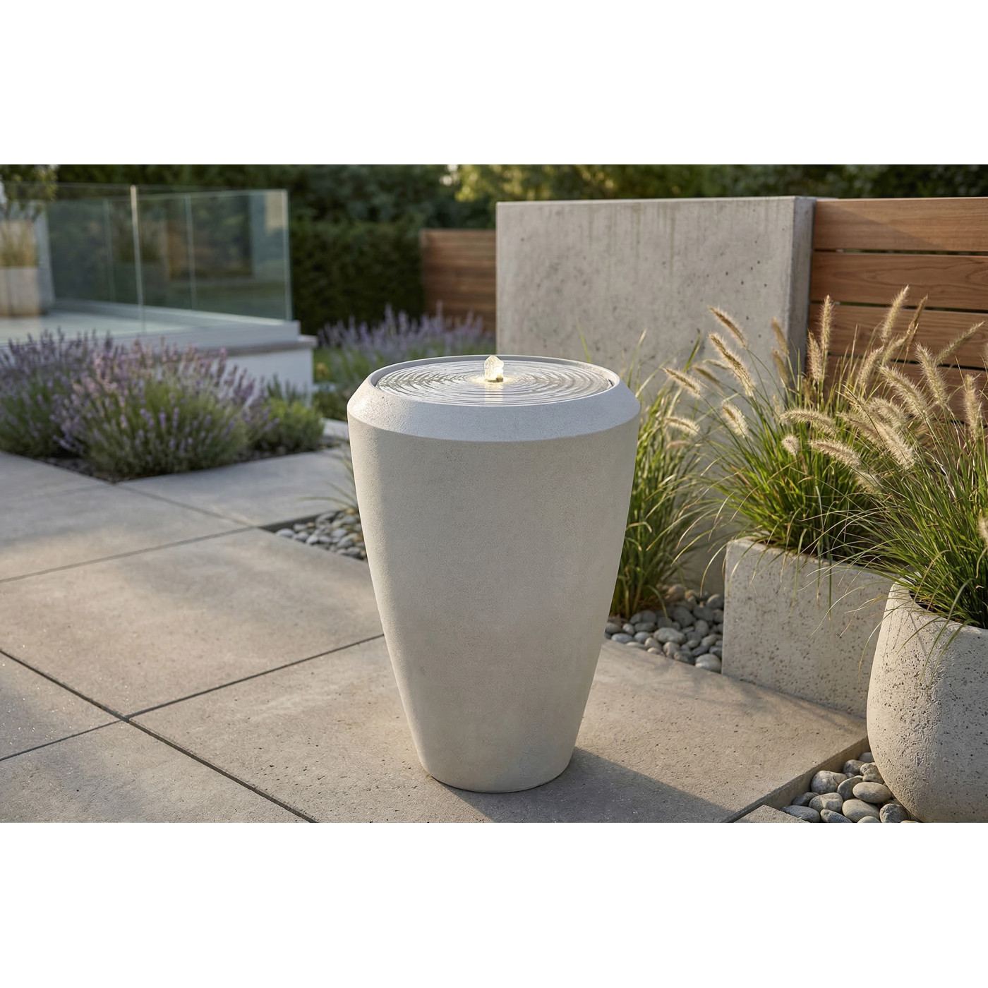 CASCADIA FONTANNA LED FI44x70CM CEMENT GREY